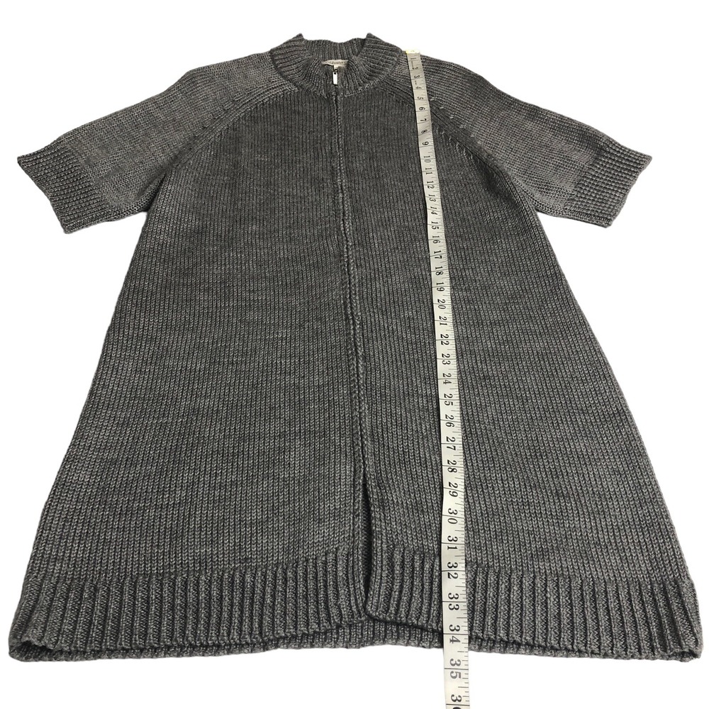 Coldwater Creek Longline Sweater Womens L Gray Zip Mock Neck Tunic Wool Blend - Picture 10 of 13